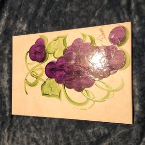 Eliane Hand Painted Grapes Signed Cheese Plate Trivet